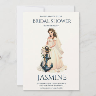 classic anchor nautical wedding shower invitations