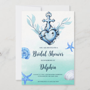 classic anchor nautical wedding shower invitations