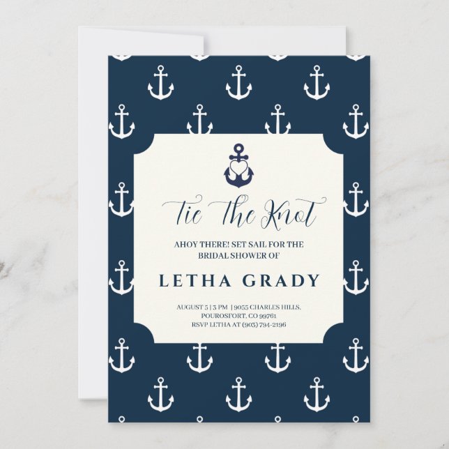 classic anchor nautical wedding shower invitations (Front)