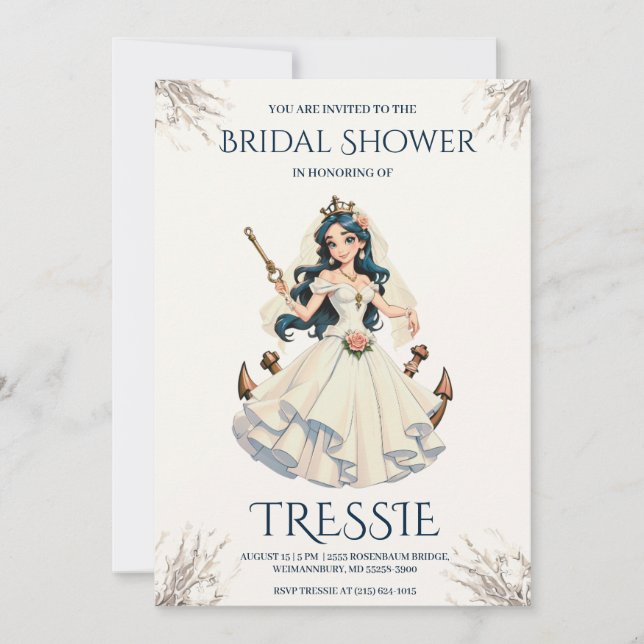 classic anchor nautical wedding shower invitations (Front)