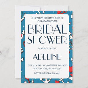 classic anchor nautical wedding shower invitations