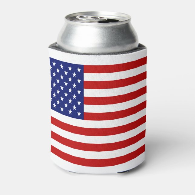 Classic and Cool American Flag Patriotic Can Cooler (Can Back)