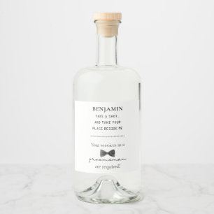 Classic and Cool Funny Groomsman Proposal Liquor Bottle Label