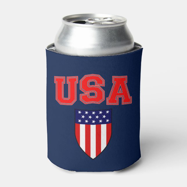 Classic and Cool U.S.A American Flag Patriotic Can Cooler (Can Front)
