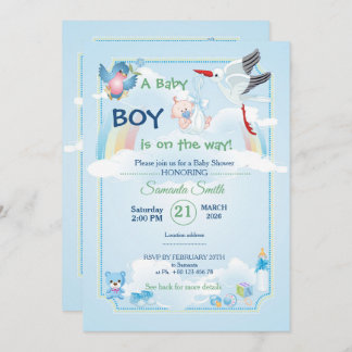 Classic and cute Stork Baby Shower Invitation