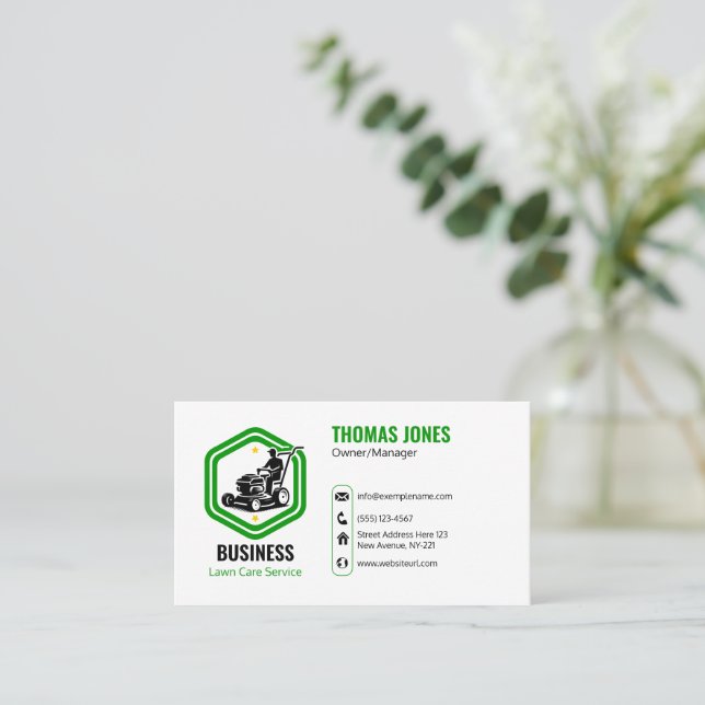 Classic and Dependable Lawn Care Experienced Business Card (Standing Front)