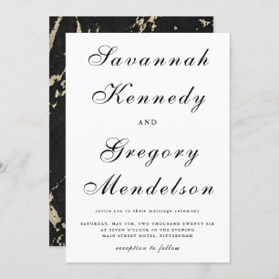 Classic and Elegant Faux Gold Marble Wedding Invitation