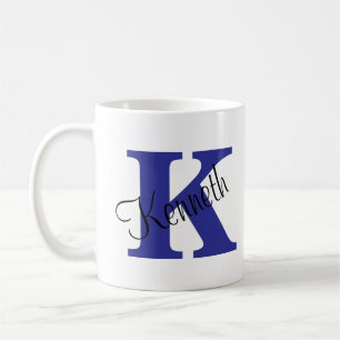Classic and Elegant Initials and Name Navy Blue Coffee Mug
