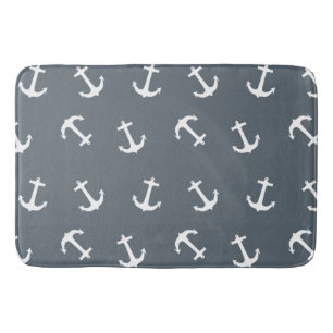 Classic and Elegant Nautical Anchor Pattern Bath Mat