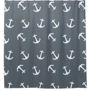 Classic and Elegant Nautical Anchor Pattern Shower Curtain
