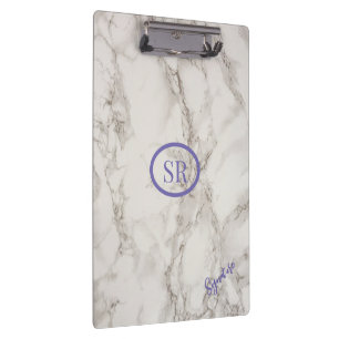 Classic and Elegant Organised Work White Marble Clipboard
