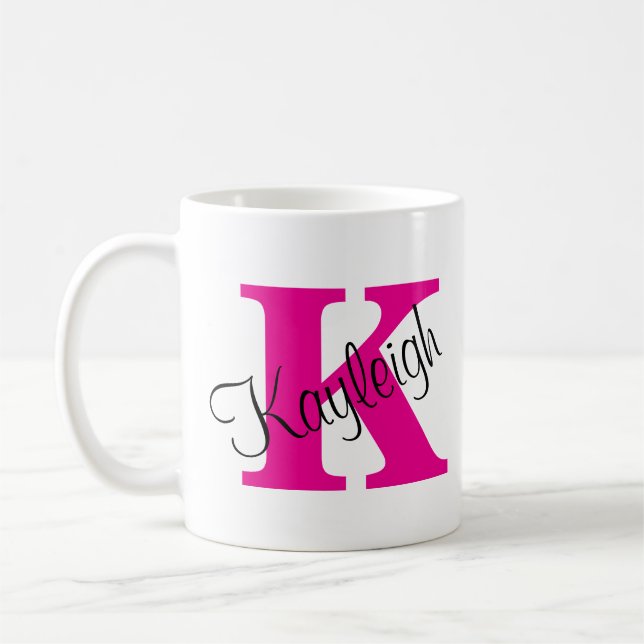 Classic and Elegant Personalised Initials Name  Coffee Mug (Left)