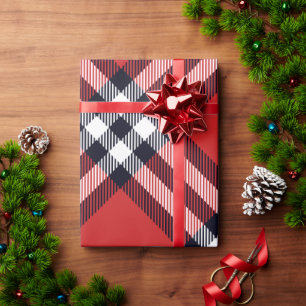 Classic and Elegant Red Plaid Holiday Wrapping Paper