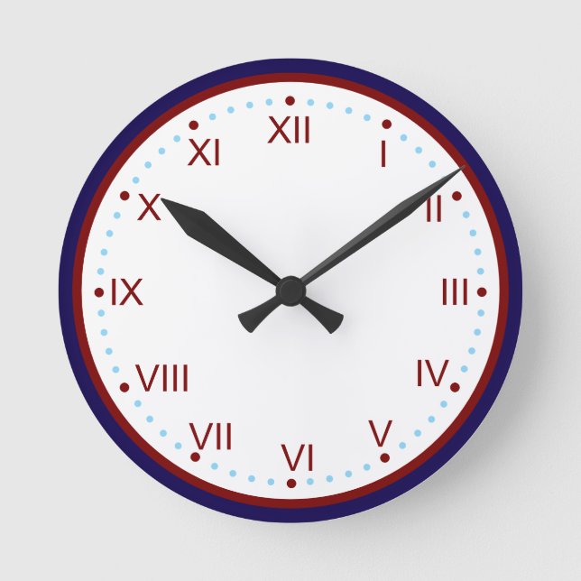Classic and Elegant Roman Numeral Round Clock (Front)