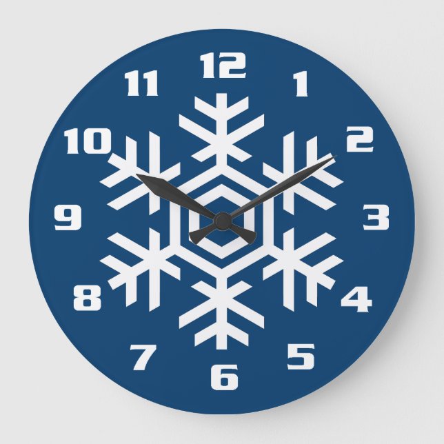 Classic and Elegant Snowflake Christmas Large Clock (Front)