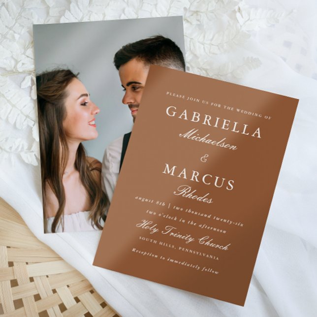 Classic and Elegant Terracotta Photo Wedding Invitation (Creator Uploaded)