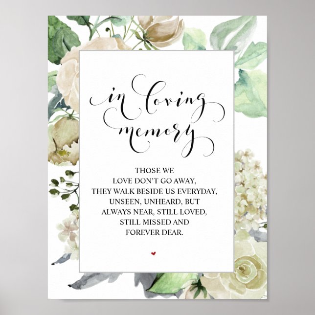 Classic and Elegant Wedding Memorial Table Sign (Front)