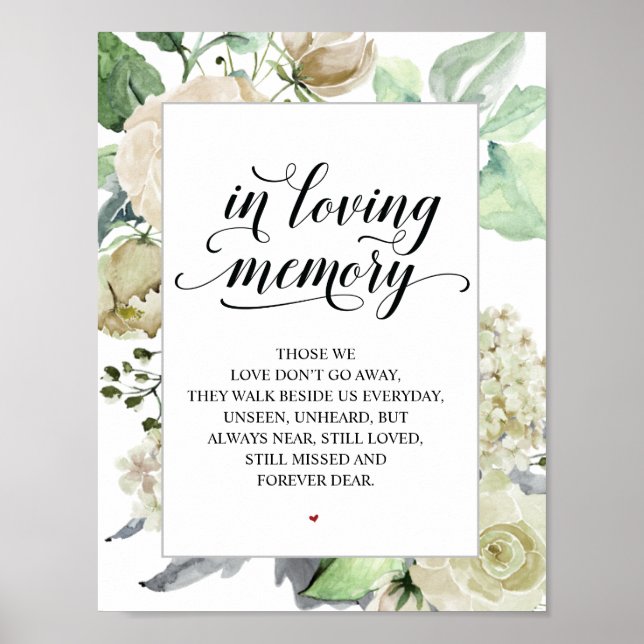 Classic and Elegant Wedding Memorial Table Sign (Front)