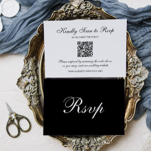 Classic and Formal Black   QR Code Wedding RSVP Card