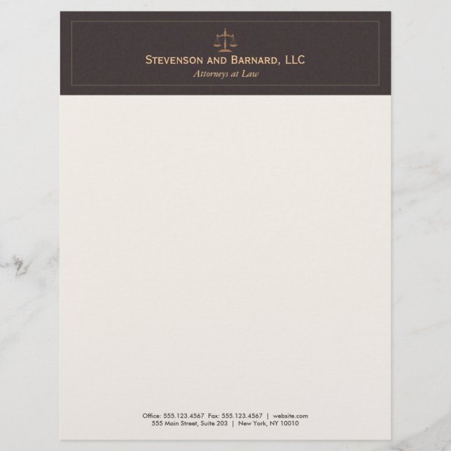 Classic and Professional Brown Personalized Letterhead (Front)