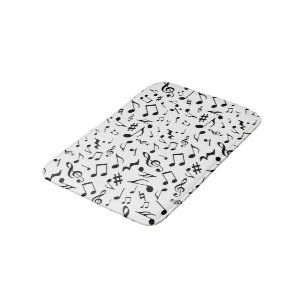 Classic and Simple Black Music Notes on White Bath Mat