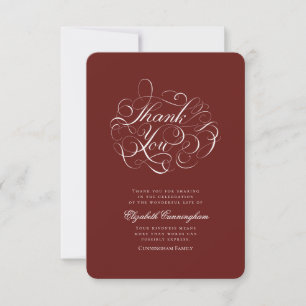 Classic and Simple Calligraphy Memorial Thank You Card