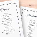 Classic and Simple Elegant Wedding Programme<br><div class="desc">Composed of simple straight lined frames with classic cursive script and serif typography. All against a backdrop of pure white. These elements are simple,  timeless,  and classic.. 

This is designed by White Paper Birch Co. exclusive for Zazzle.

Available here:
http://www.zazzle.com/store/whitepaperbirch</div>