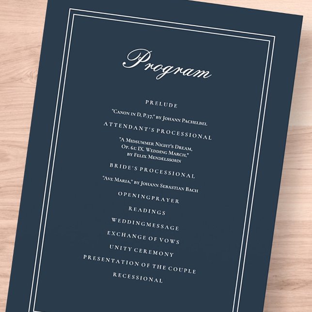 Classic and Simple Elegant Wedding Programme (Creator Uploaded)