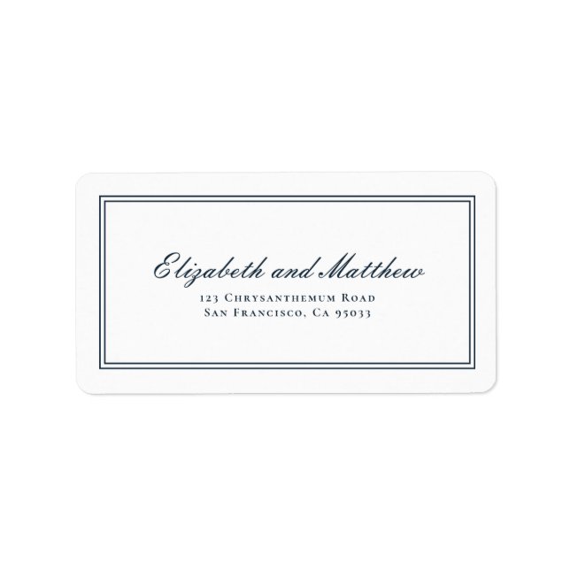 Classic and Simple Elegant Wedding Return Address Label (Front)