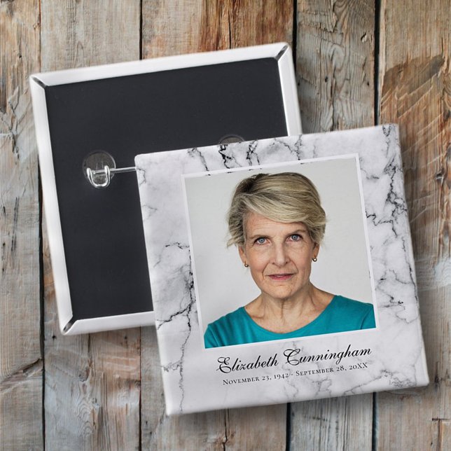 Classic and Simple Photo Marble Memorial 15 Cm Square Badge (Creator Uploaded)