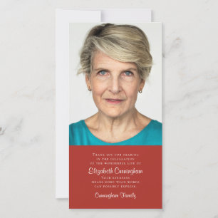 Classic and Simple Photo Memorial Thank You Card