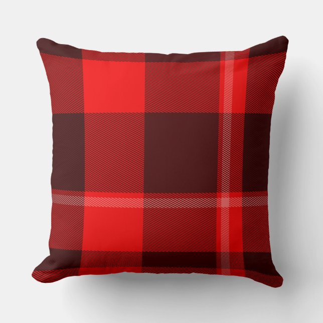 Classic and Stylish Red Plaid Pattern Cushion (Front)