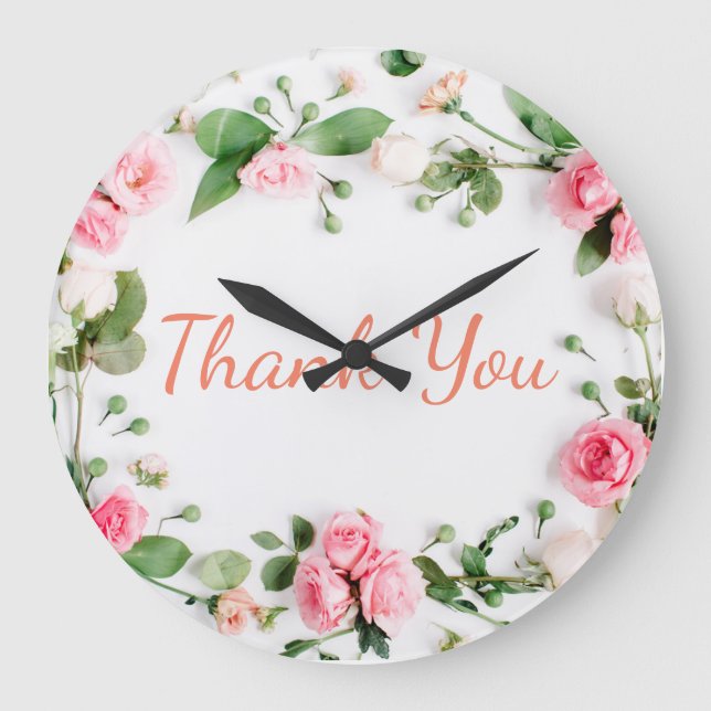 Classic and Trendy Floral Thank you Clock (Front)