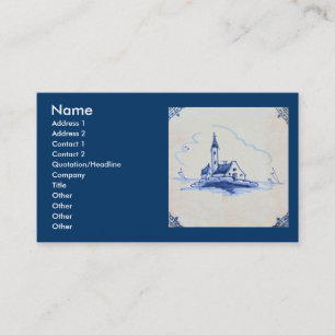 Classic Antiquarian Delft Blue Tile - Church Business Card