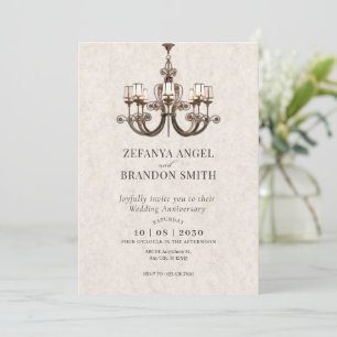 Classic antique chandeliers wedding Anniversary Invitation