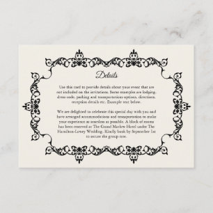 Classic Antique Ivory Ornately Framed Wedding Enclosure Card