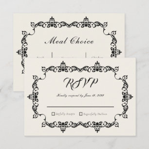 Classic Antique Ivory Ornately Framed Wedding RSVP Card