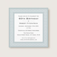 Classic Any Age Birthday Party Grey Greek Key