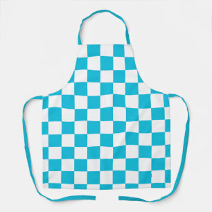 Classic aqua blue checkerboard apron