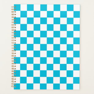 Classic aqua blue chequerboard planner