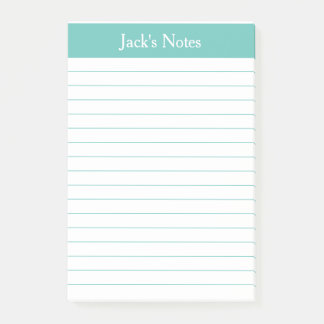 Classic Aqua Lined Personalised Post-it Notes