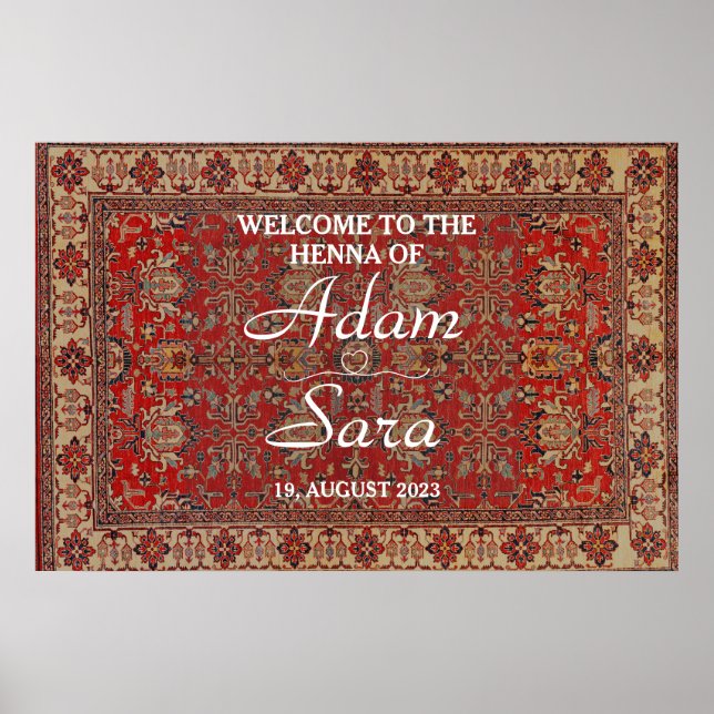 Classic Arabesque Rug Henna Welcome Party Poster (Front)