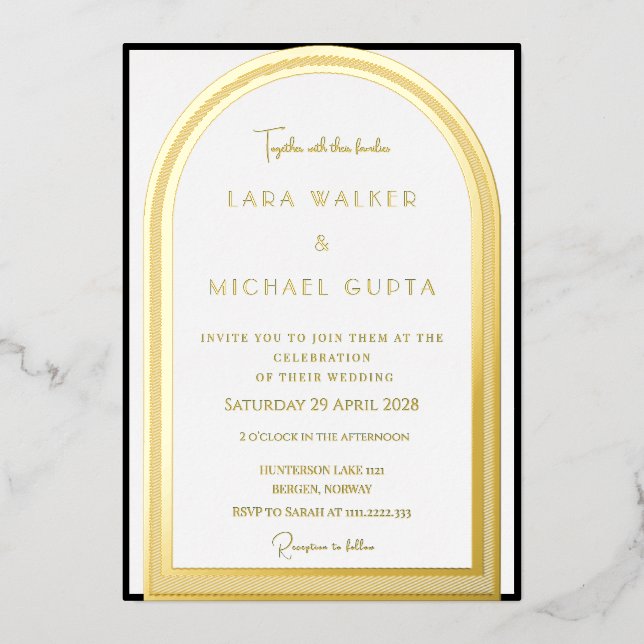 Classic Arch Foil Wedding Invitation (Border) (Front)