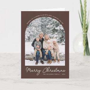 Classic Arch Merry Christmas Photo Card Brown