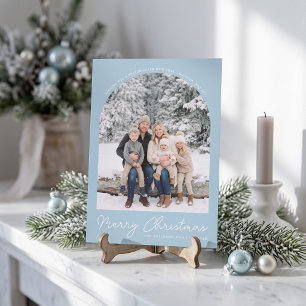 Classic Arch Merry Christmas Photo Card Light Blue