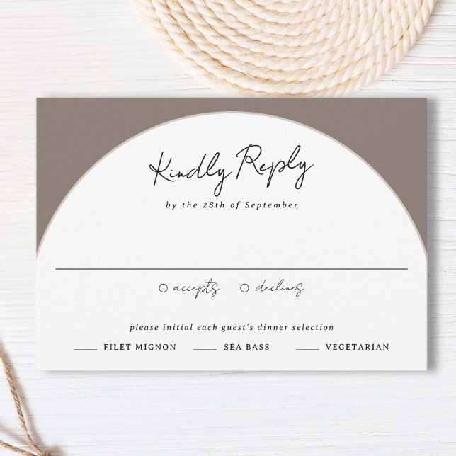 Classic Arched Wedding Dome Modern Taupe Wedding RSVP Card (Classic Arched Wedding Dome Modern Taupe Wedding RSVP Card)