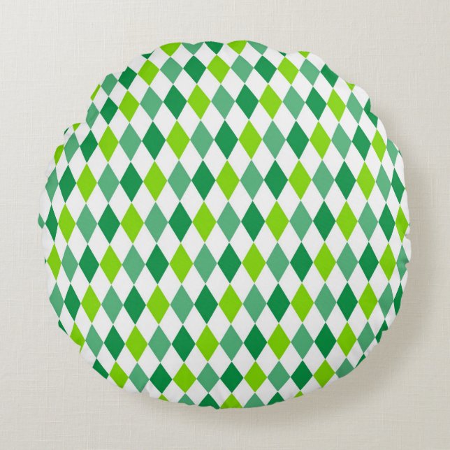 Classic Argyle Diamond Lattice Seamless Pattern Round Cushion (Front)