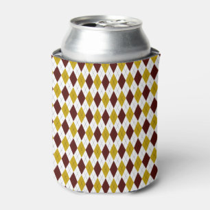 Classic Argyle Diamond Pattern in Garnet and Gold Can Cooler