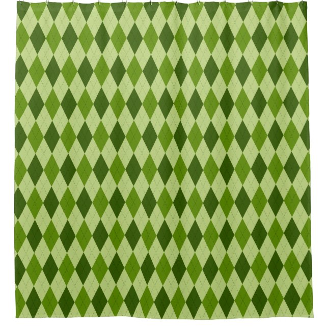 Classic Argyle Diamond Plaid in Light Green Shower Curtain (Front)