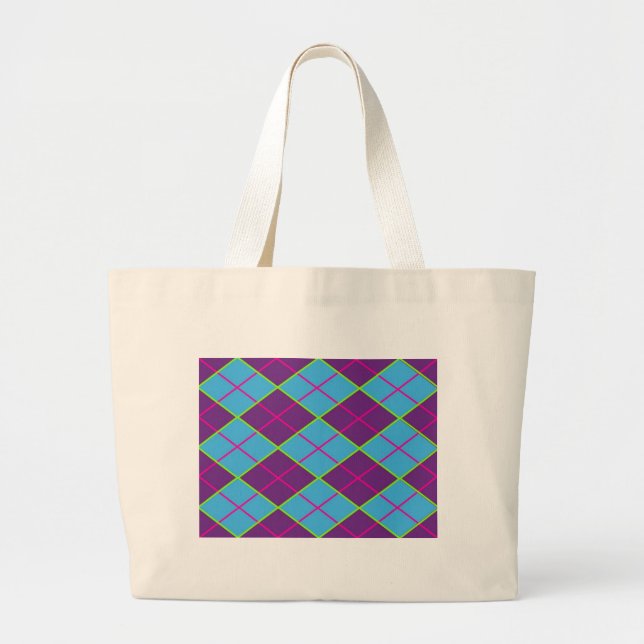 Classic Argyle Pattern Large Tote Bag (Front)